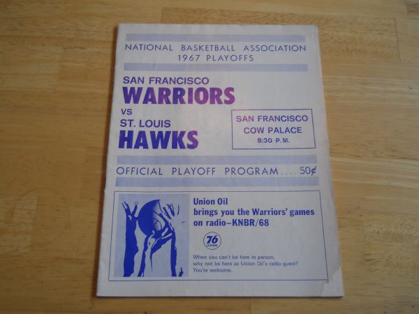 1967 NBA Playoff Basketball Program Warriors vs. Hawks