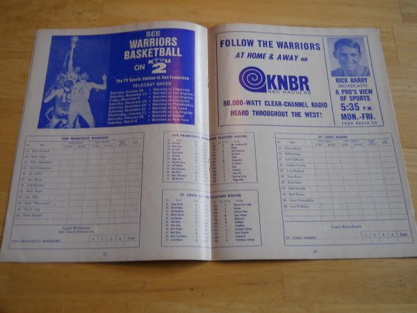 1967 NBA Playoff Basketball Program Warriors vs. Hawks