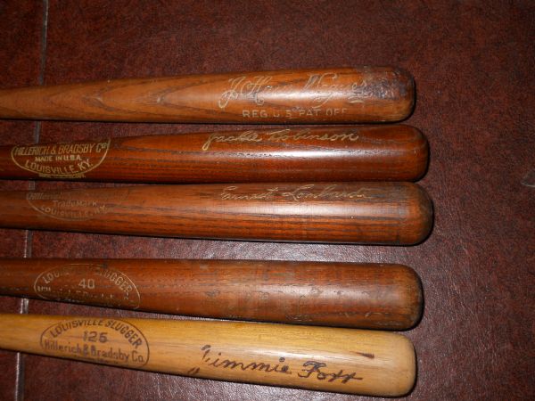 5 different vintage hall of famer Mini Bats Honus Wagner, Jimmie Foxx, J. Robinson +