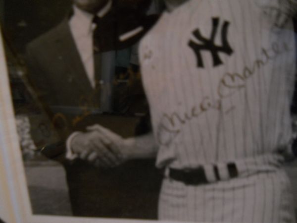 Joe DiMaggio and Mickey Mantle Signed Photo mounted on Home Plate