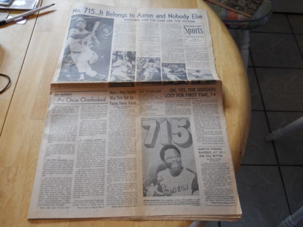 Hank Aaron hits home run #715 sports section