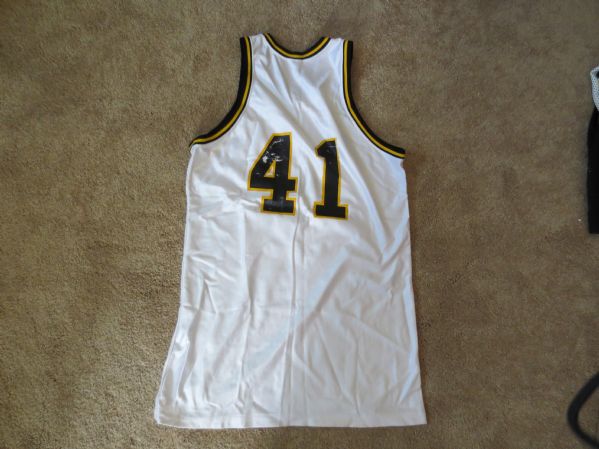 Two Appalachian State game used game worn basketball and football jerseys