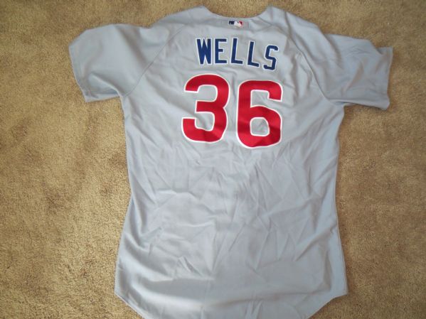 2012 Randy Wells Game Used Worn Chicago Cubs road grey jersey Size 50 by Majestic 