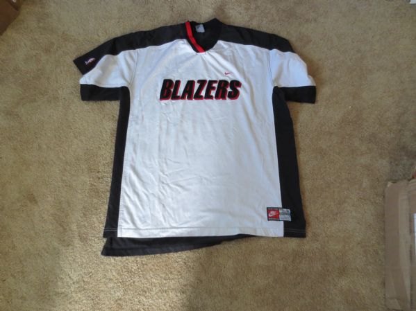 Portland Trailblazers Game Used Game Worn Warm Up Top Jersey Sewn On Lettering