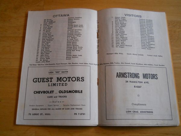1956 Old Pros Hockey Night Program