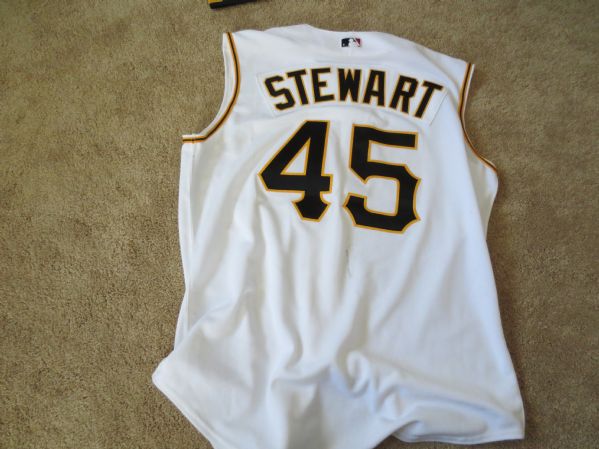 2004 Pittsburgh Pirates Game Used Game Worn Home Vest Jersey Cory Stewart #45