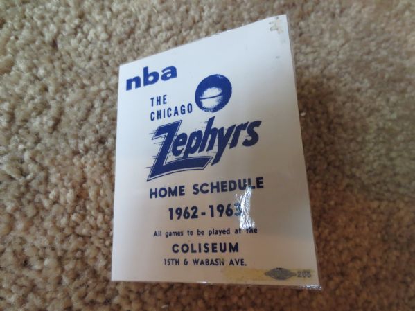 1962-63 Chicago Zephyrs NBA Basketball pocket schedule RARE