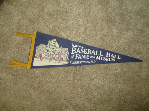 (3) Vintage Baseball Hall of Fame Cooperstown, NY items   pennant, plate, book