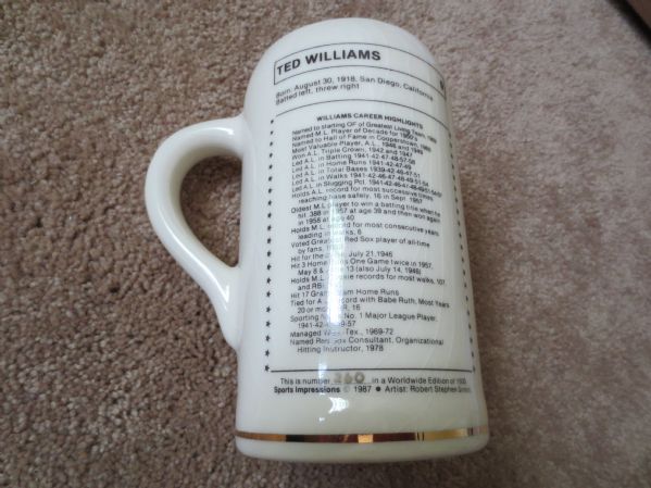 Ted Williams Baseball Beer Mug Stein  Mantle Snider Mattingly Sports Impression Plates