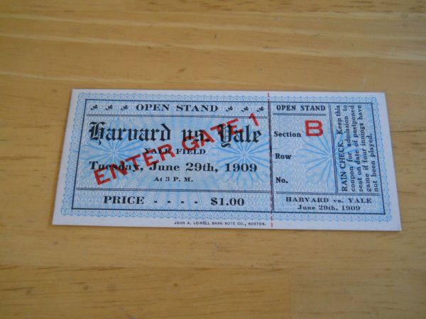 1909 & 1910 Harvard vs. Yale Baseball Tickets