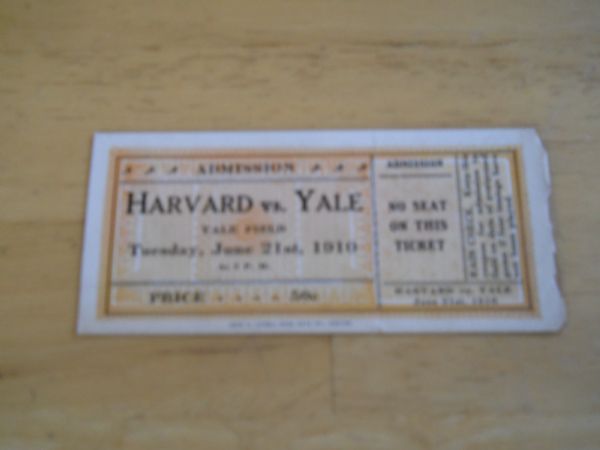 1909 & 1910 Harvard vs. Yale Baseball Tickets