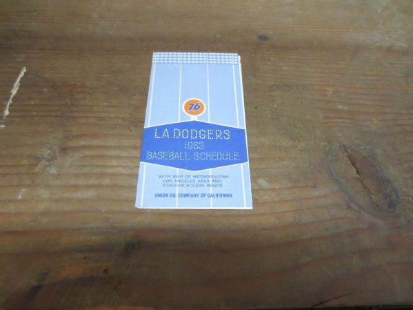 1963 Los Angeles Dodgers pocket schedule Union 76 World Series vs. Yankees Koufax