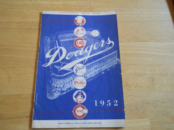 1952 Brooklyn Dodgers vs. New York Giants baseball program