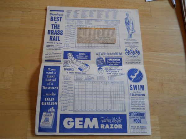 1952 Brooklyn Dodgers vs. New York Giants baseball program