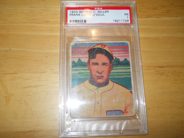 1933 George C. Miller Frank Lefty O'Doul PSA 1 baseball card