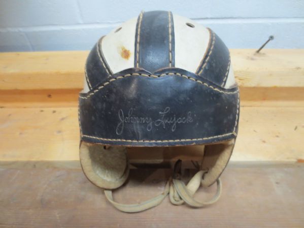 Late 1940's Johnny Lujack Store Model Football Helmet MW Sporting Goods Notre Dame