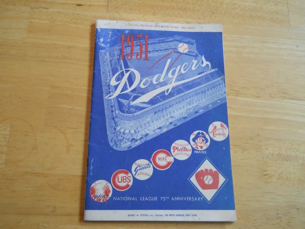 1951 Brooklyn Dodgers vs. New York Giants baseball program