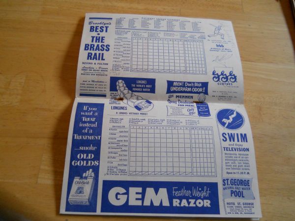 1951 Brooklyn Dodgers vs. New York Giants baseball program