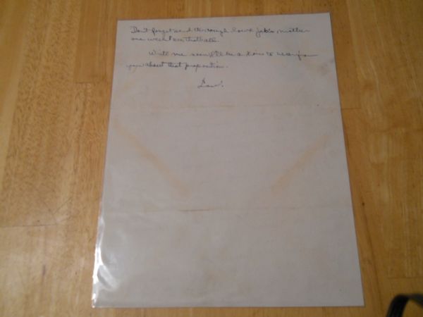 1937 Letter to Bert Bell on Philadelphia Eagles Letterhead