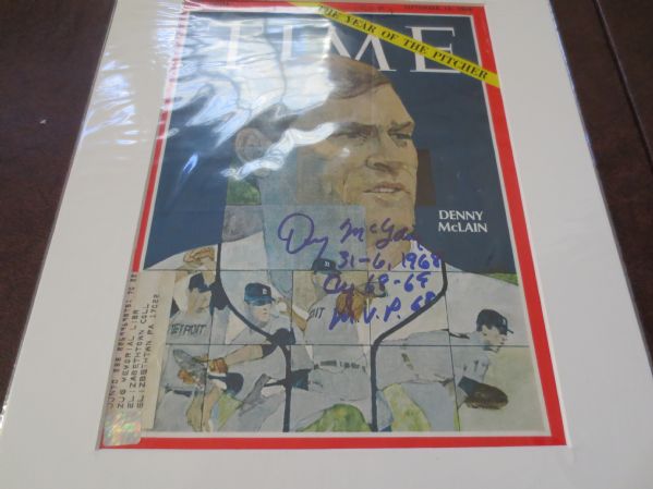 Denny McLain 1968 Time Magazine autographed cover matted The Year of the Pitcher