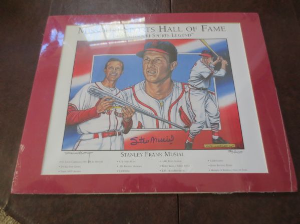 1999 Stan Musial Autographed Missouri Sports Hall of Fame Litho #96/400   14 x 16