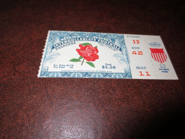 1952 Rose Bowl Ticket with Olympic Fund stub in very nice condition