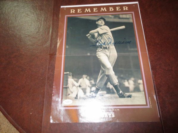 Ted Williams Autograped Page 15 x 11 with Letter of Authenticity Jimmy Spence