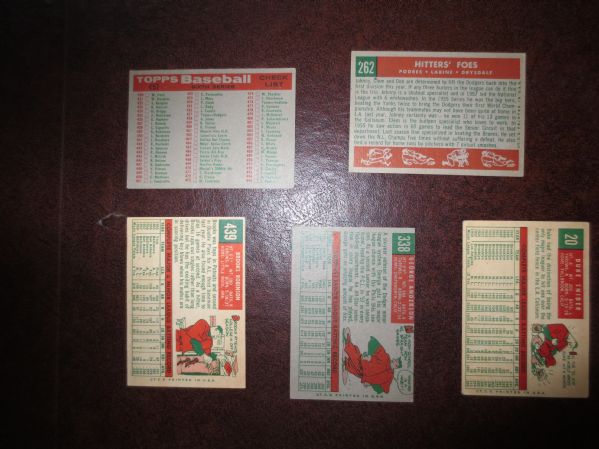 (5) 1959 Topps Baseball cards Snider, Anderson, Brooks Robinson, Hitters Foes, Dodger Team