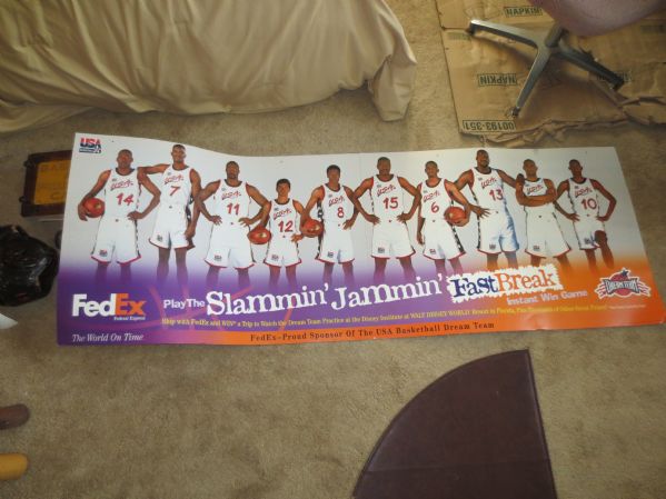 HUGE 1996 Olympics USA Basketball broadside poster 24 x 70 Stockton Malone Robinson Sha