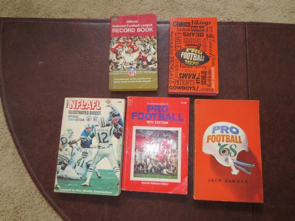 (5) different 1968-70 softcover football books before AFL NFL merger