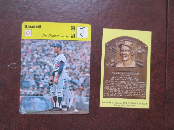 1972 Sandy Koufax Cooperstown Hall of Fame Gold Plaque and 1979 Sportscaster Card