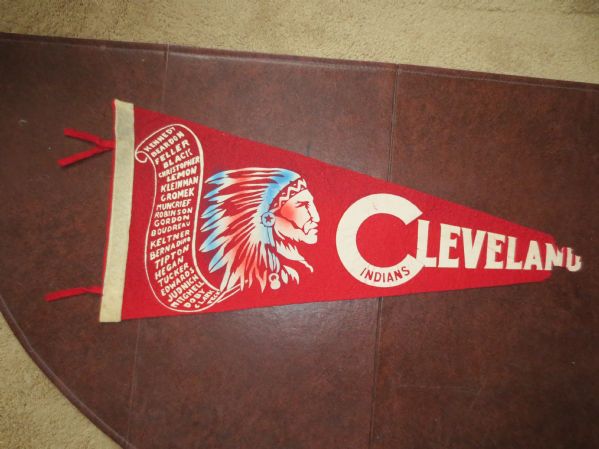 1948 Cleveland Indians soft felt scroll pennant   WOW