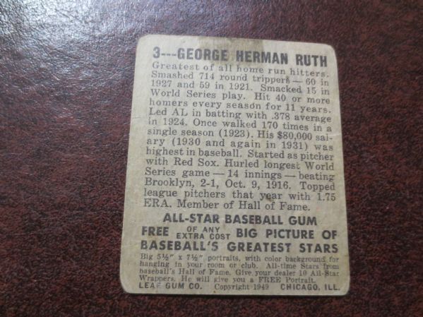 1948 Leaf Babe Ruth baseball card #3