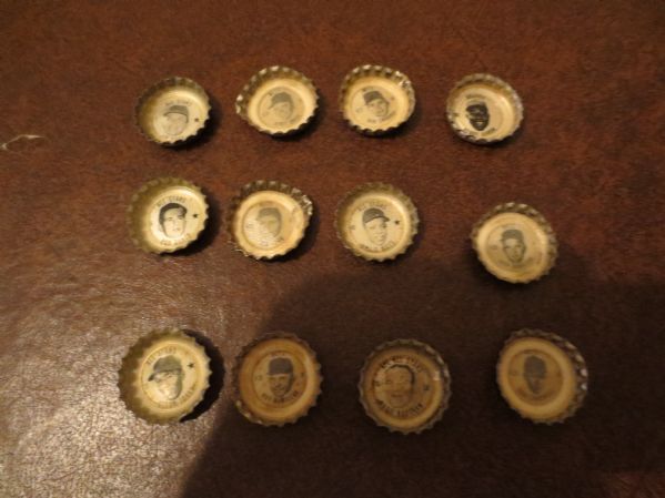 (12) 1960's Coke Baseball Bottle Caps with Mays Aaron Santo plus New York Mets