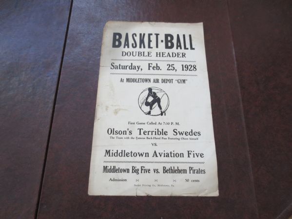 1928 Olson's Terrible Swedes Pro Basketball Broadside New York Celtics NY Rens RARE