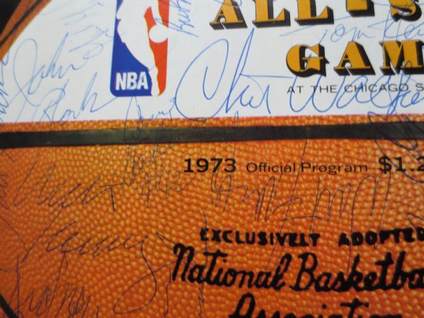 1973 NBA All Star Game Program with 32 Autographs (21 HOF incl. Maravich and Wilt)  WOW!!!