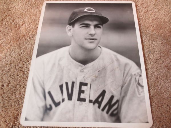 Lou Boudreau autographed George Burke 8 x 10 Photo lightly signed HOF