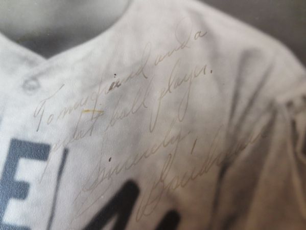 Lou Boudreau autographed George Burke 8 x 10 Photo lightly signed HOF