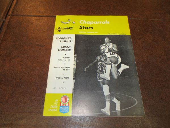 April 14, 1970 ABA Basketball Program LA Stars vs. Dallas Chaparrals at SMU