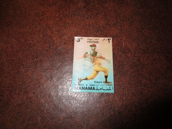 1972 Manama 3D Stamp Reggie Jackson Steve Carlton Hall of Famers