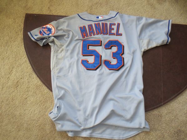 Jerry Manuel New York Mets Game Used Jersey #53 Name on Back Size 46 Majestic