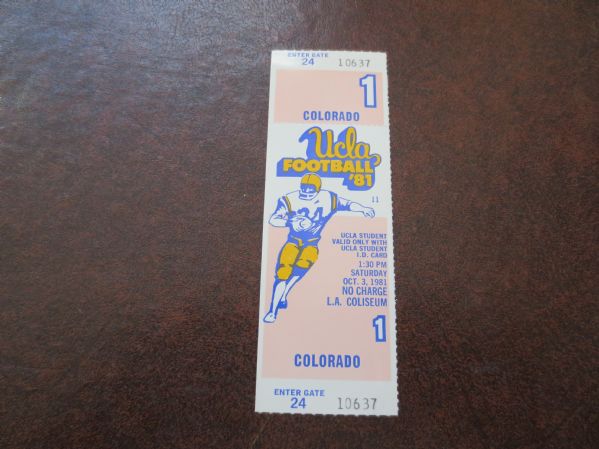 1981 University of Colorado at UCLA football ticket