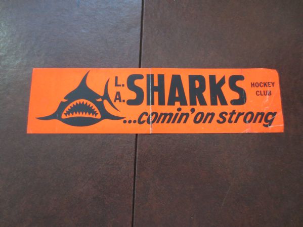 1972-74 Los Angeles Sharks WHL bumper sticker  RARE