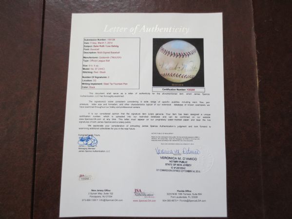 Babe Ruth/Lou Gehrig Autographed baseball with Authentication from JSA Jimmy Spence WOW