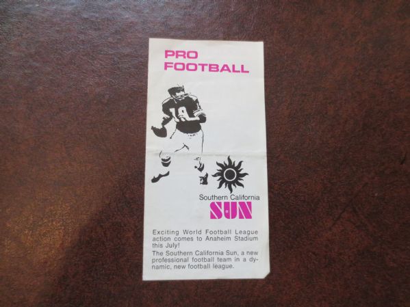 1974 WFL pocket schedule Southern California Sun  First Year