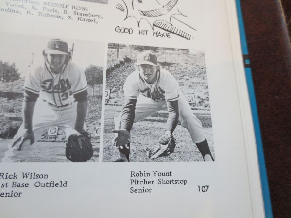 Robin Yount HOF Taft High school yearbook Milwaukee Brewers Senior Year RARE