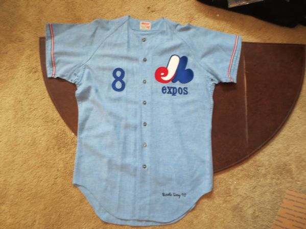 1970 Montreal Expos Game Used Worn Road Flannel Jersey Boots Day #8  Wilson NIT 