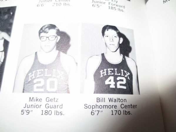 Bill Walton HOFer 1968 Helix high school yearbook Portland Trailblazers Boston Celtics