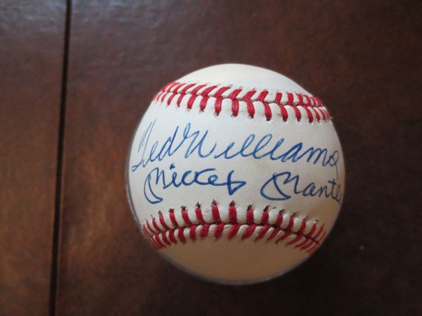 Mickey Mantle & Ted Williams Autographed Baseball Yankees Red Sox Hall of Fame