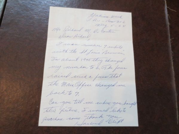 Autographed Harland Clift St. Louis Browns Washington Senators Hand written letter JSA